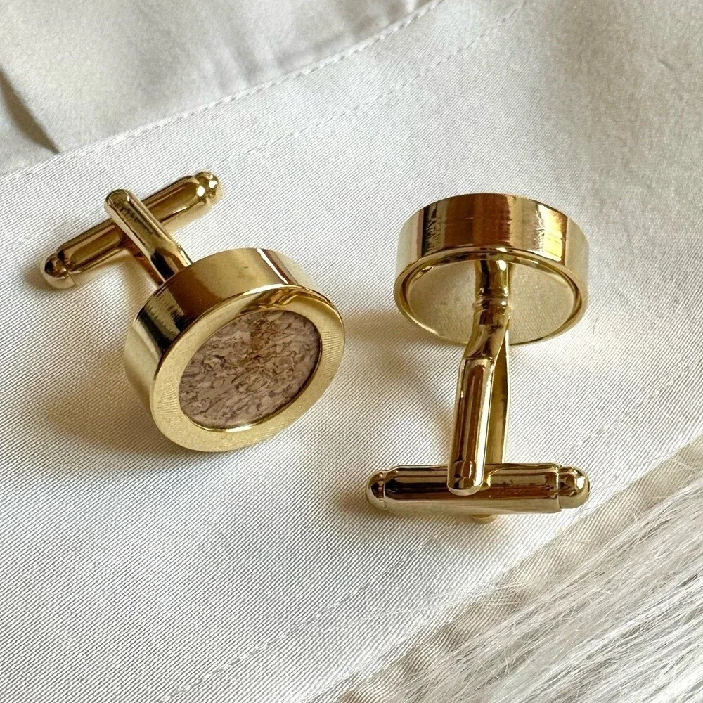 Gold Cork Cufflinks Wine Connoisseur Sommolier Winery Vineyard Wedding Groomsmen
